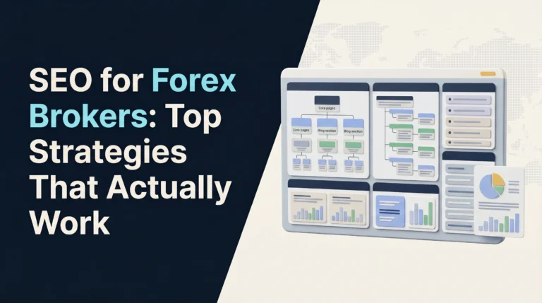 Semi-realistic 3D SEO strategy board illustrating effective search strategies for forex brokers.