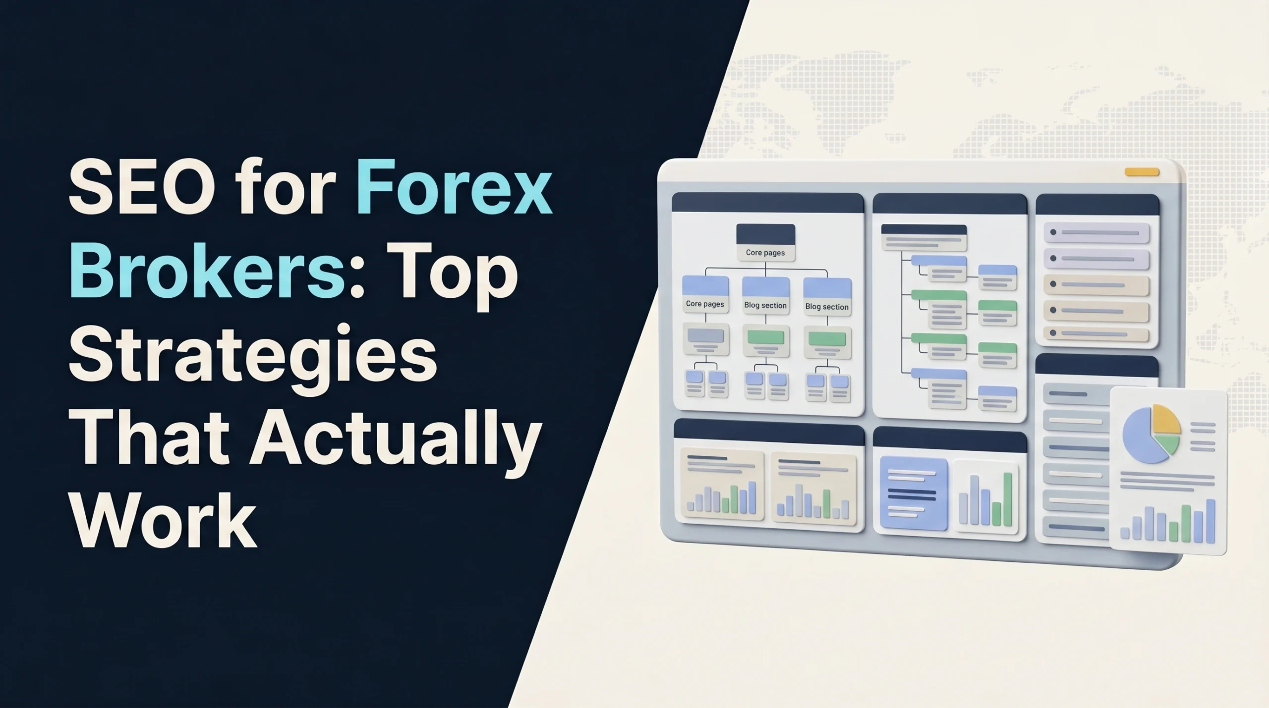 Semi-realistic 3D SEO strategy board illustrating effective search strategies for forex brokers.